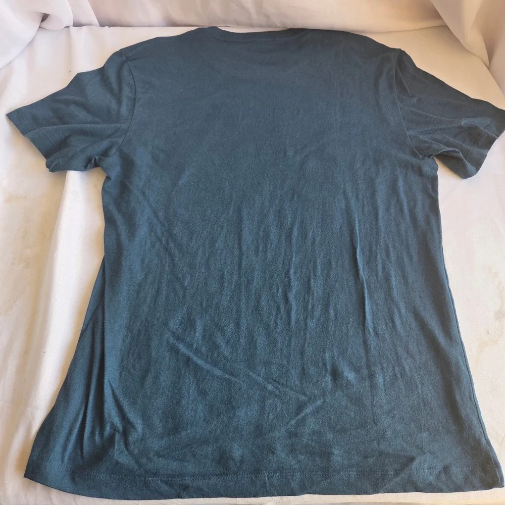 True Religion Mens Graphic T-Shirt Blue Y2K Horseshoe Logo Cotton Tee Medium